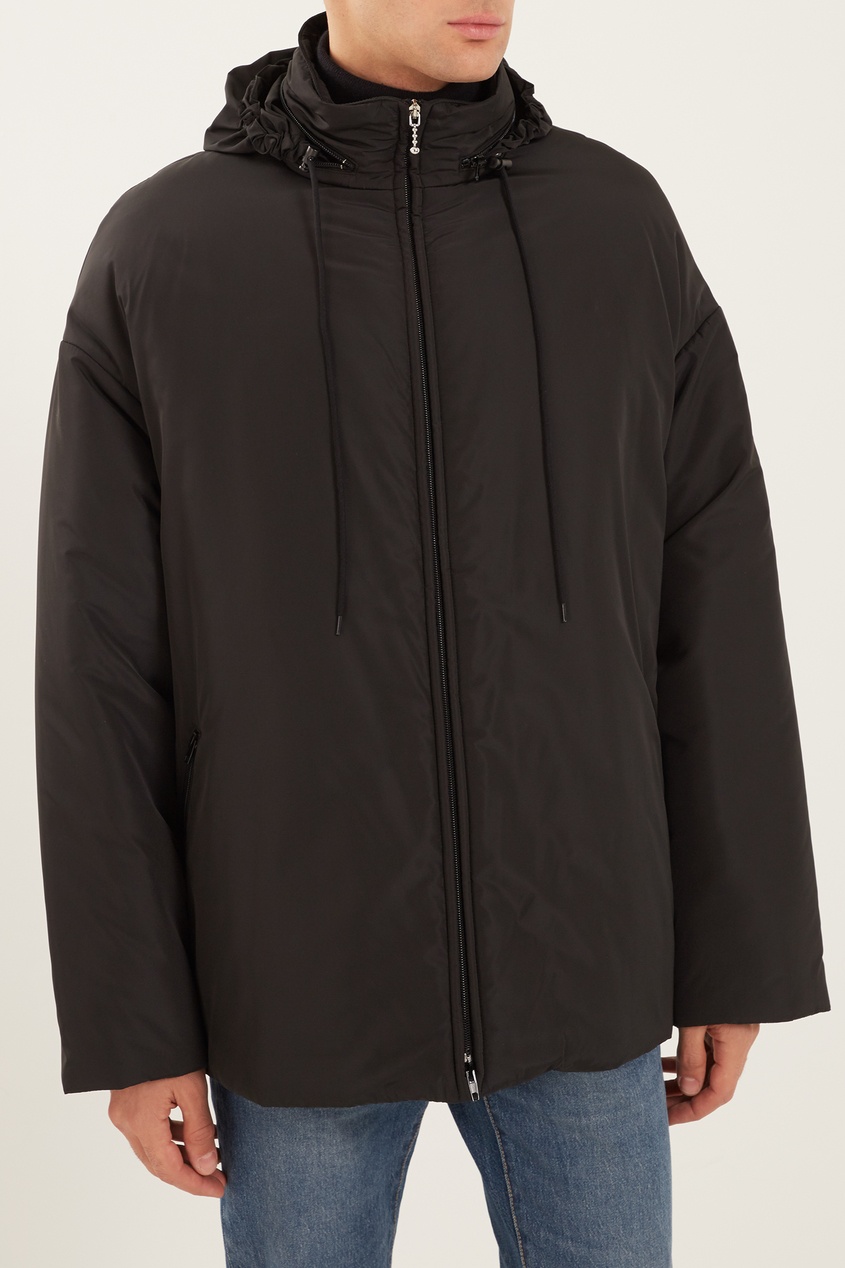 фото Черное пальто с капюшоном Balenciaga man