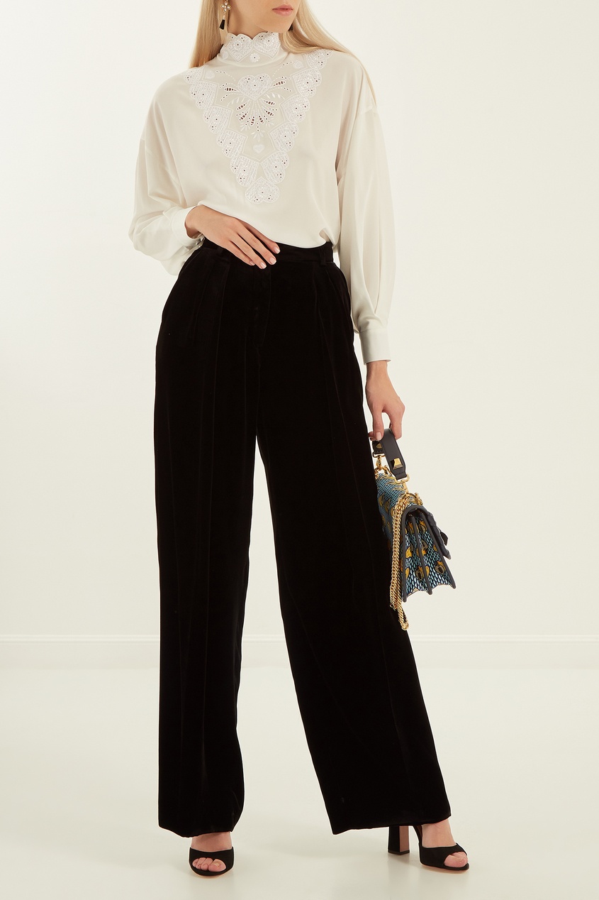 фото Черные бархатные брюки Fendi