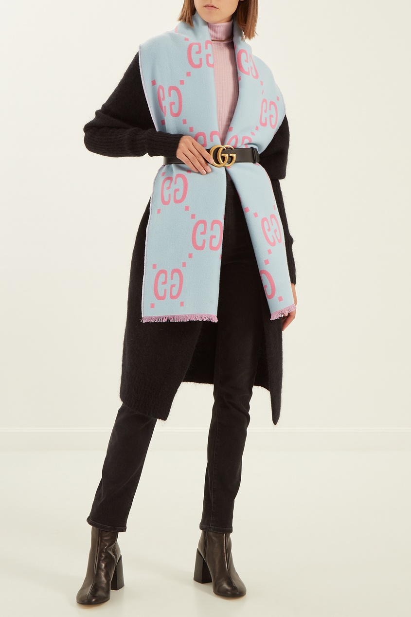 фото Шерстяной шарф с принтом Gucci