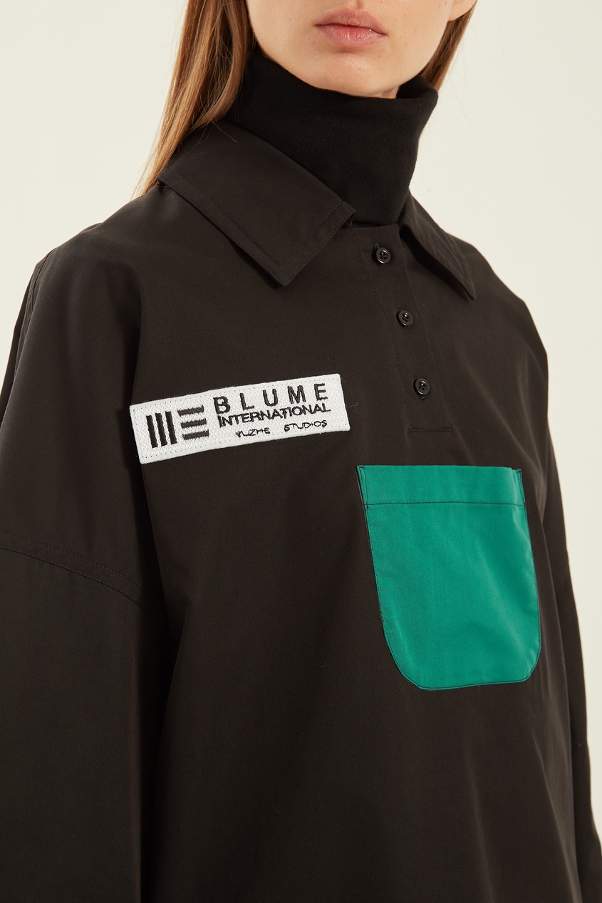 фото Черная рубашка с контрастным карманом rushmore yuzhe studios