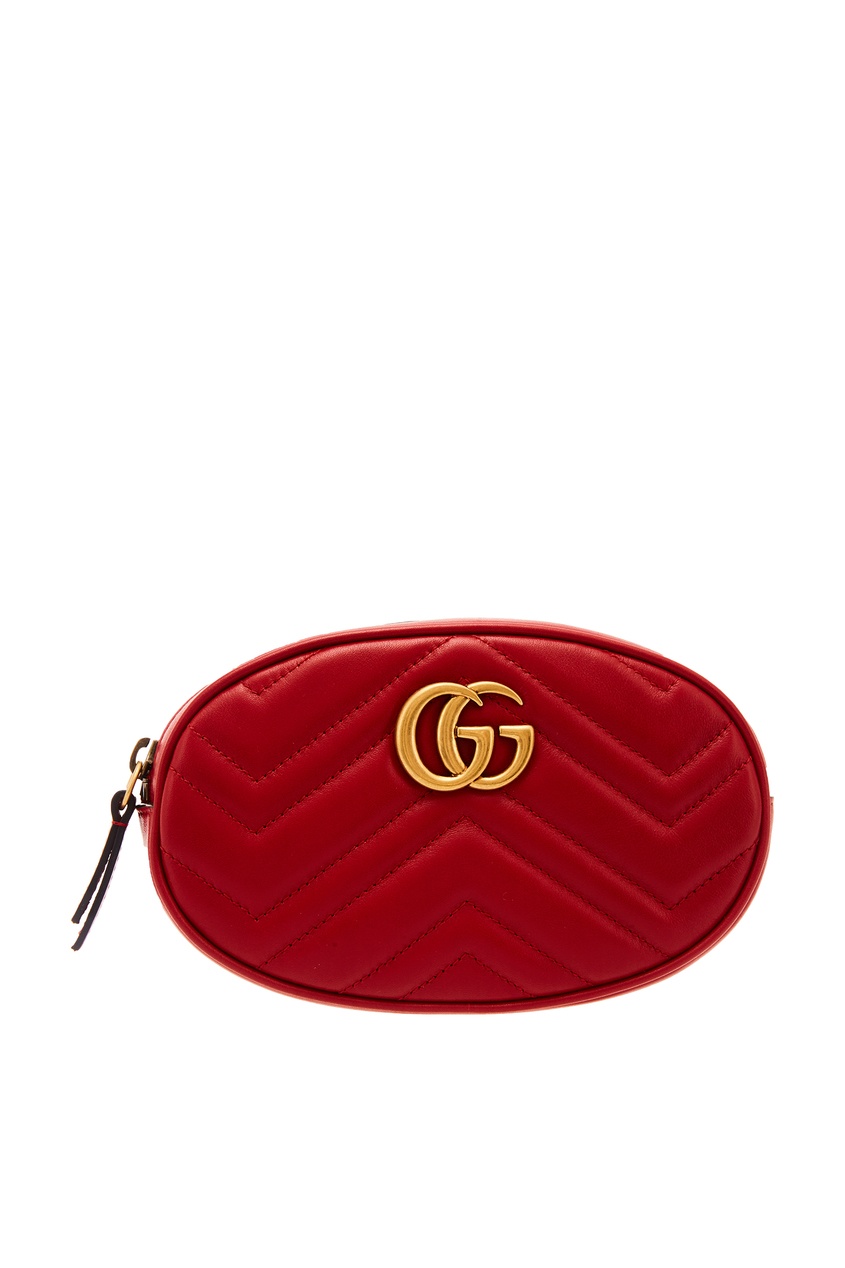 фото Красная поясная сумка GG Marmont Gucci