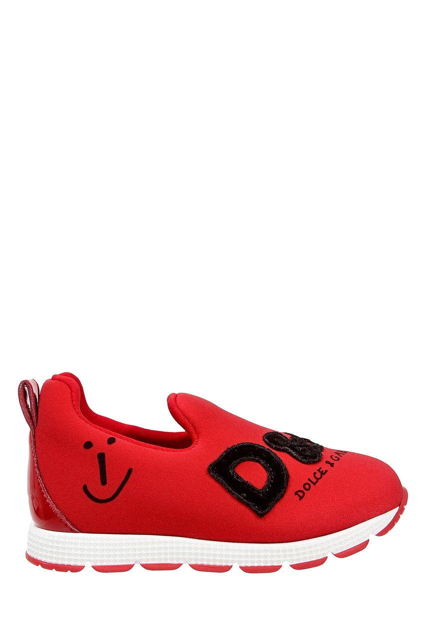 фото Красные кроссовки с принтом и аппликацией dolce&gabbana