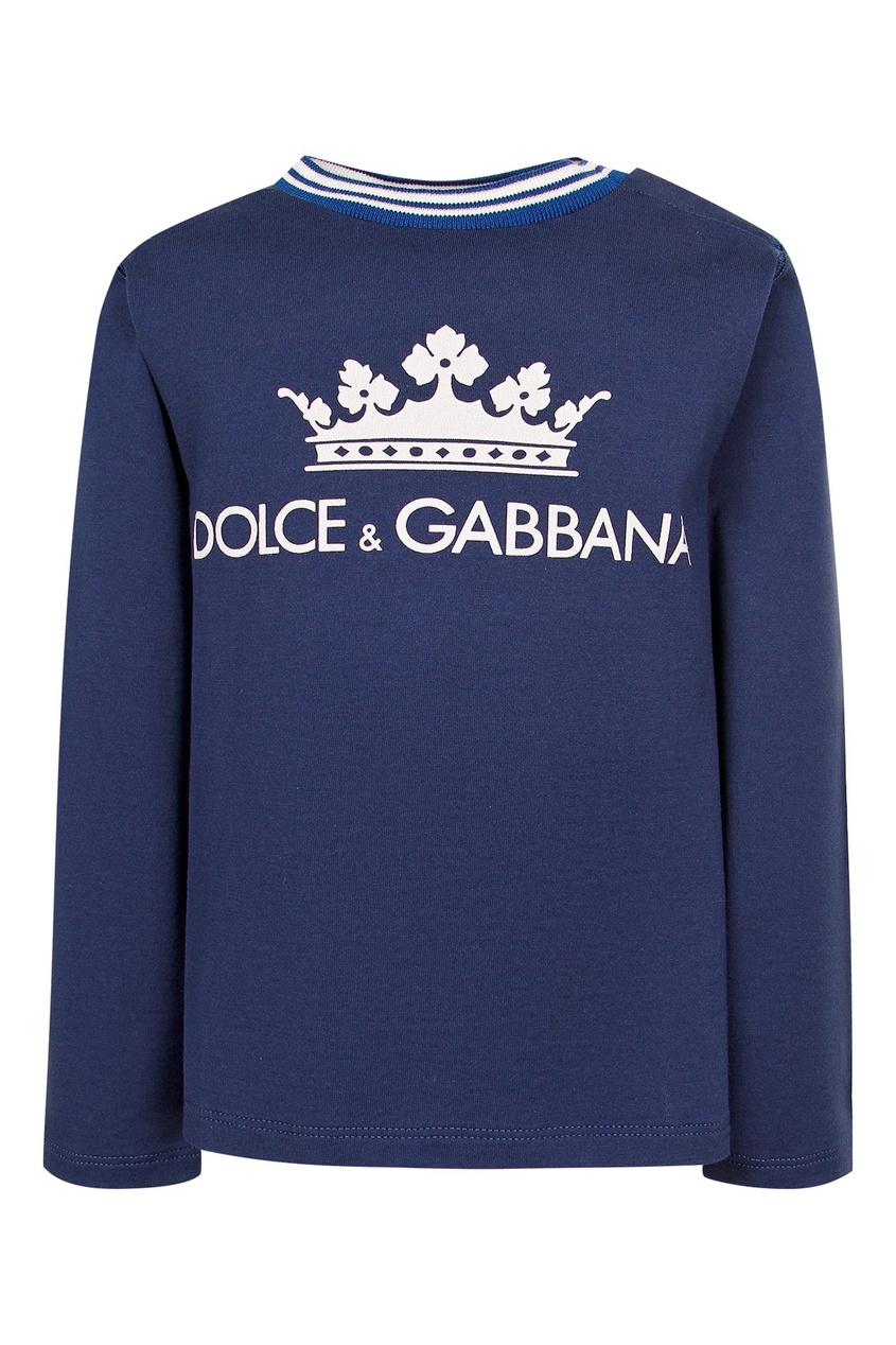 фото Синий лонгслив с принтом dolce&gabbana