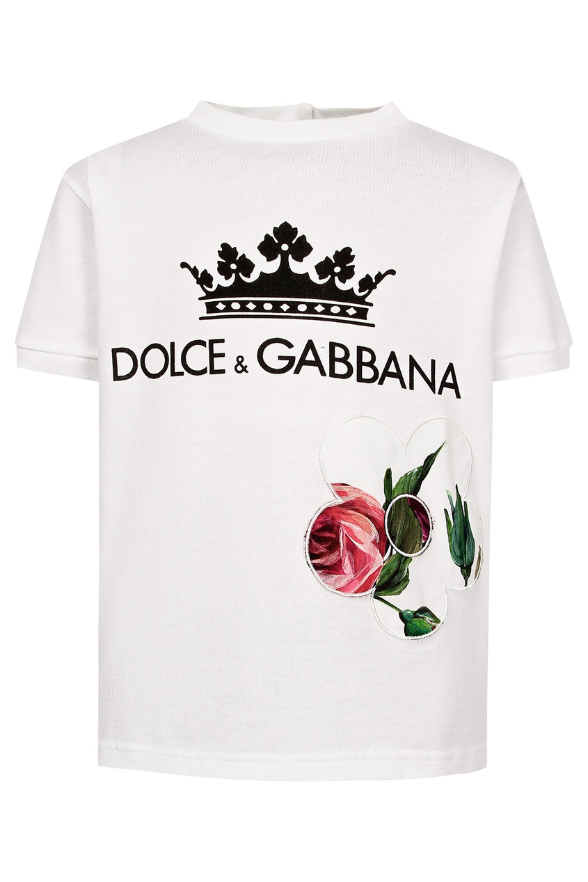 фото Белая футболка с нашивкой dolce&gabbana