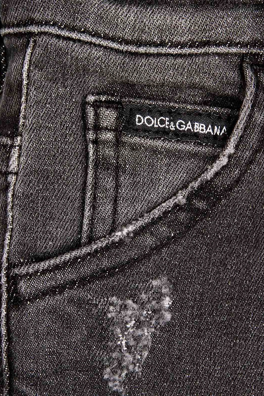 фото Серые джинсы с аппликацией dolce&gabbana