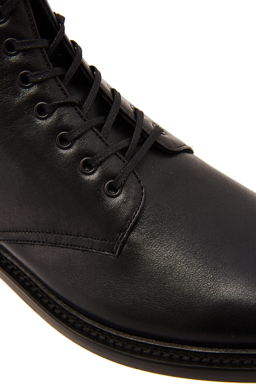 фото Черные кожаные ботинки на шнуровке Saint laurent