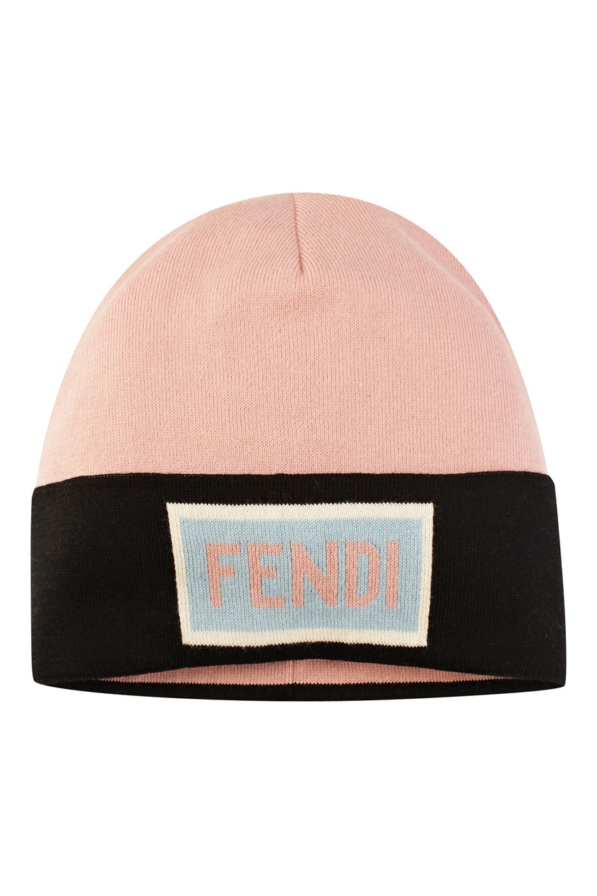 фото Контрастная шапка-бини с логотипом Fendi kids