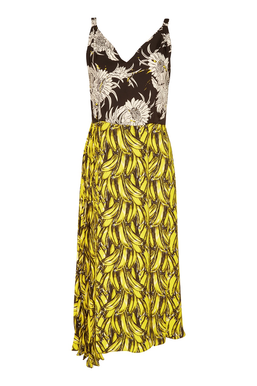 фото Комбинированное платье с принтом Prada