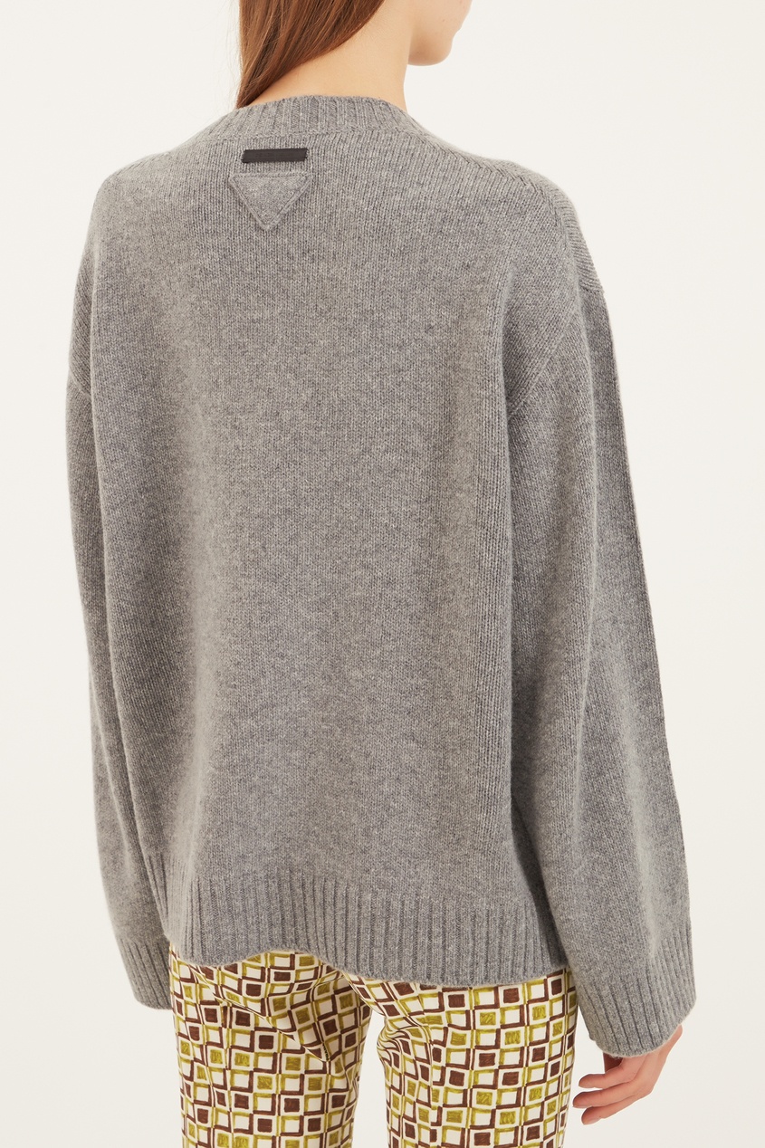 фото Серый пуловер из шерсти и кашемира prada