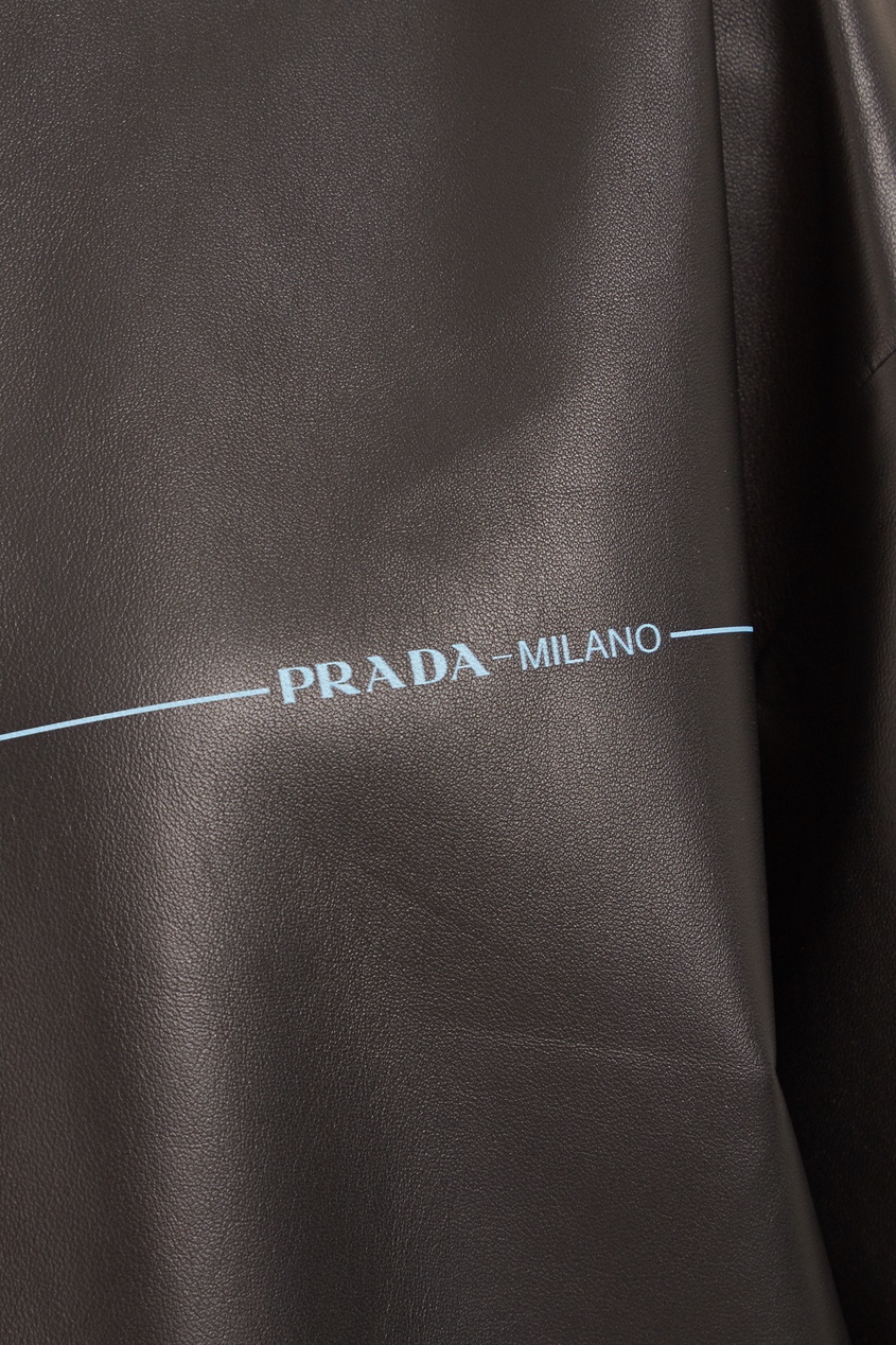 фото Черная кожаная куртка prada