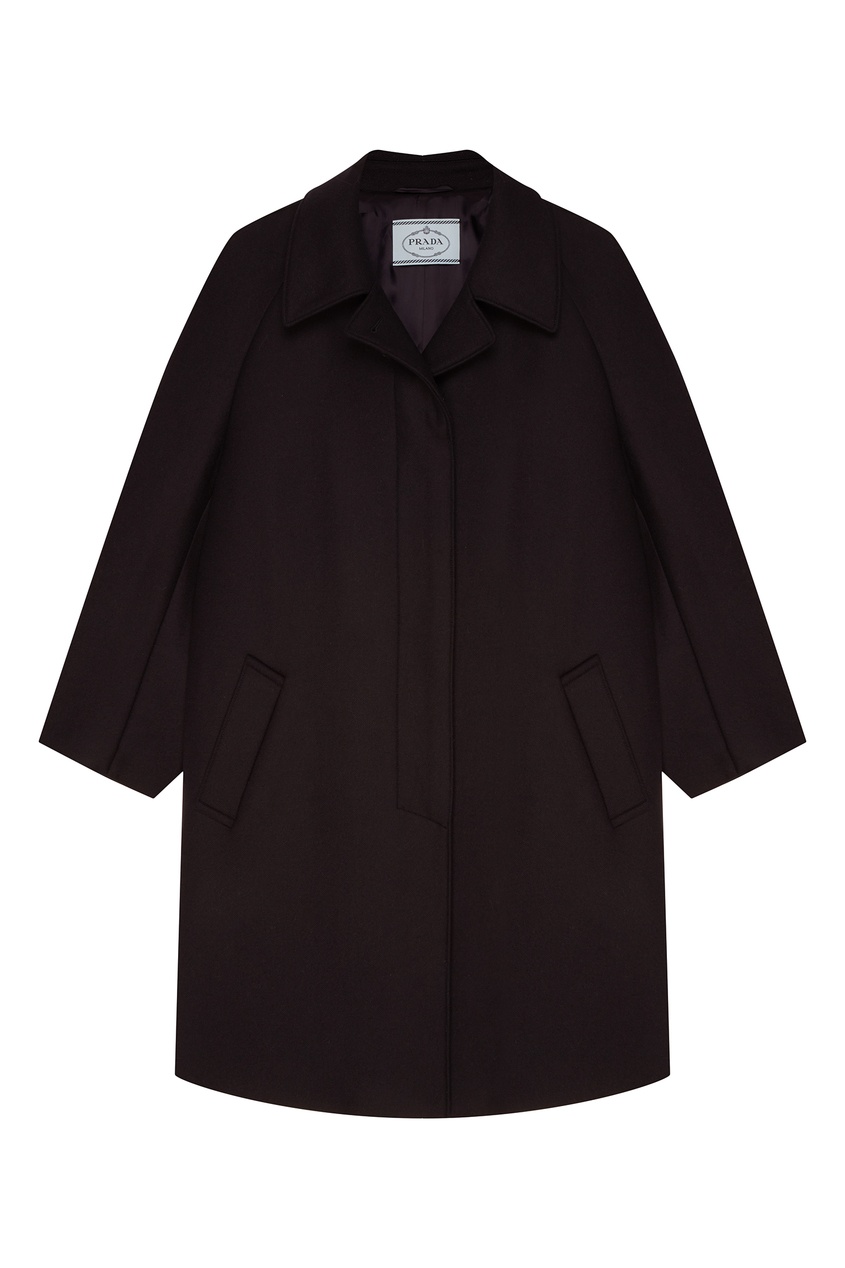 фото Черное шерстяное пальто Prada