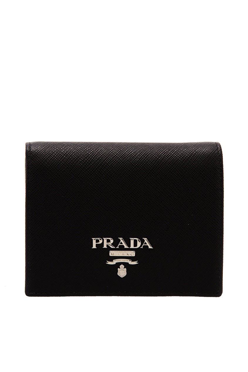 фото Черный кошелек с логотипом prada