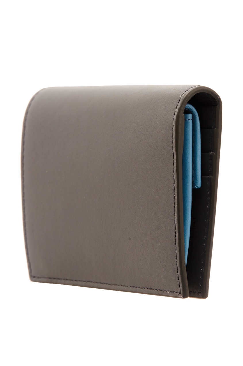 фото Кожаный кошелек с синим логотипом prada