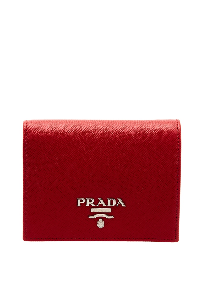 фото Красный кожаный кошелек Prada