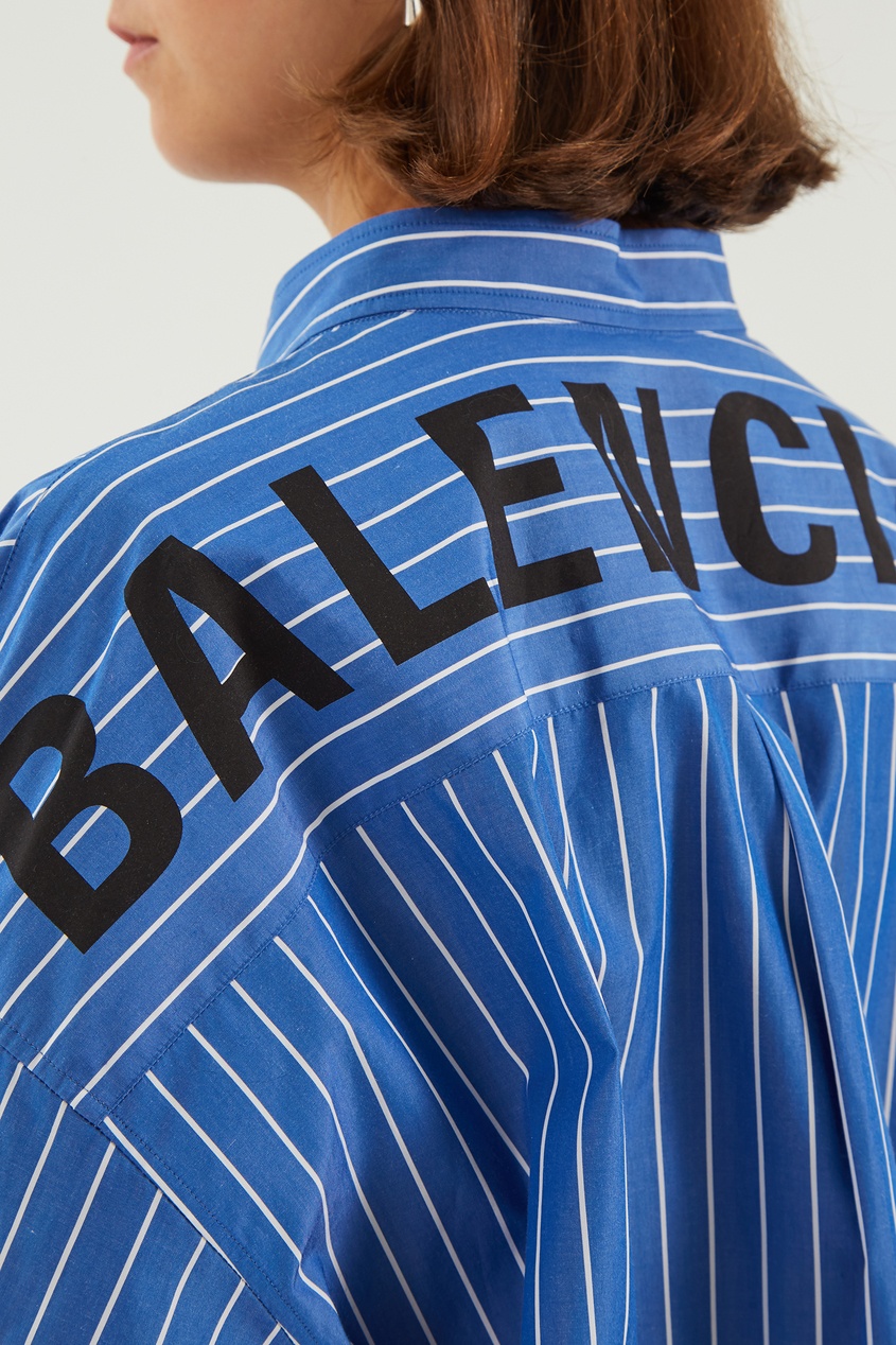 фото Голубая блузка в полоску Balenciaga