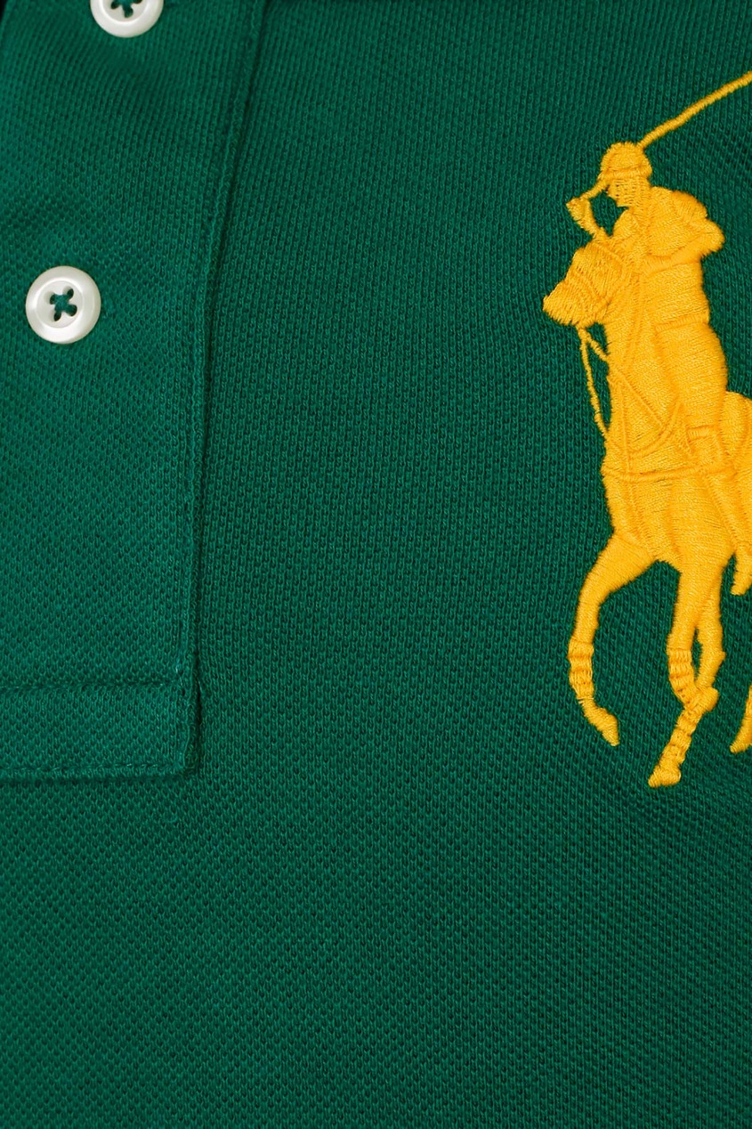 фото Зеленое поло с контрастным логотипом polo ralph lauren kids