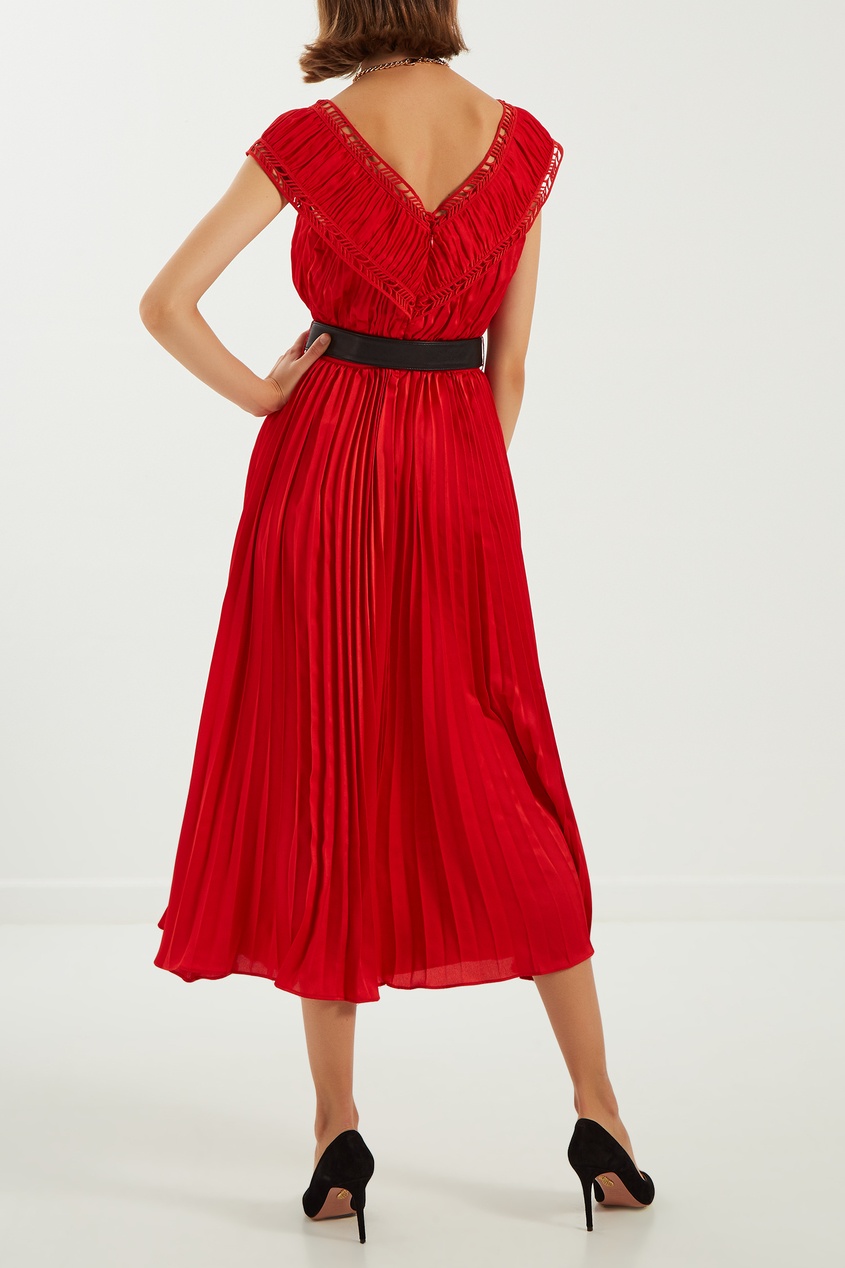фото Красное платье с плиссировкой self-portrait