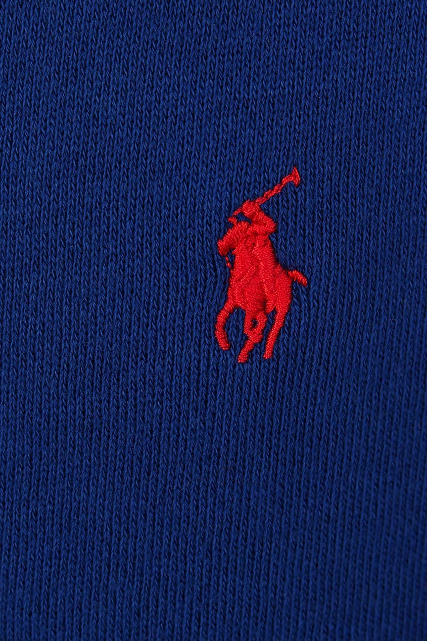 фото Синее худи на молнии с логотипом polo ralph lauren kids