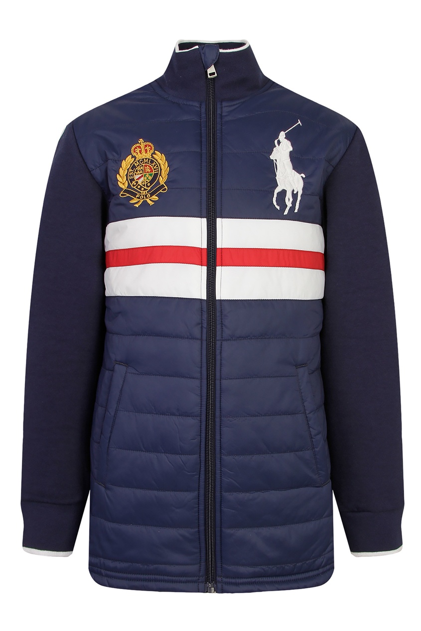 фото Комбинированная синяя куртка polo ralph lauren kids