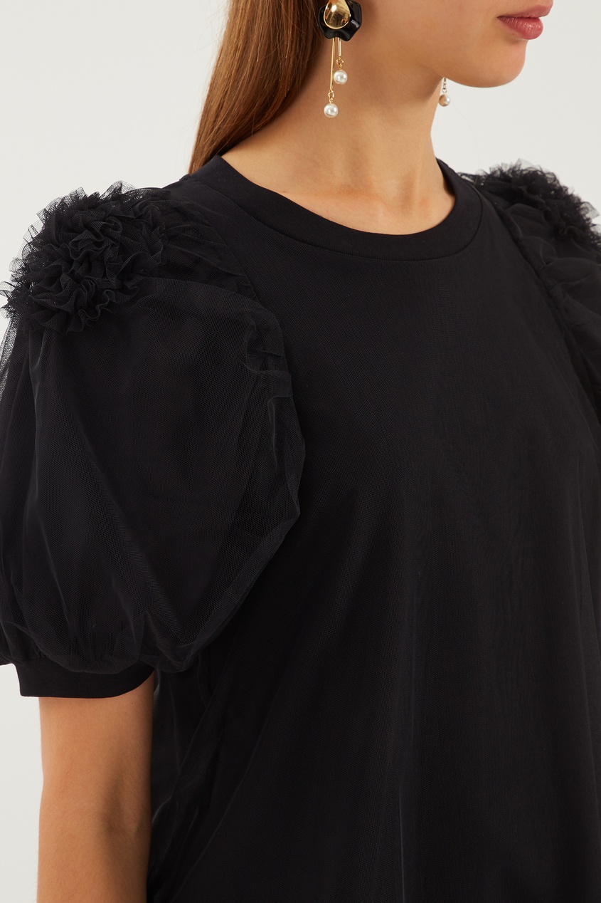 фото Черная блузка с объемными рукавами Simone rocha