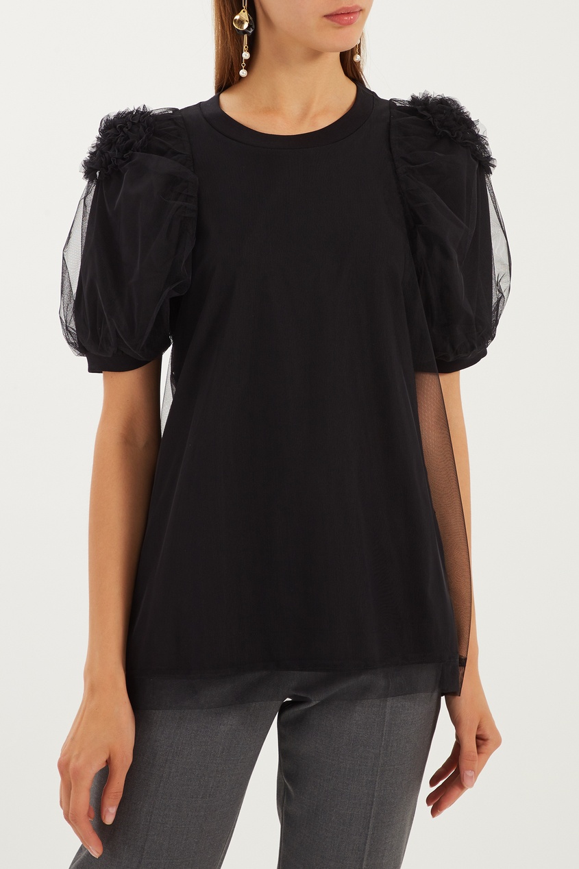фото Черная блузка с объемными рукавами Simone rocha