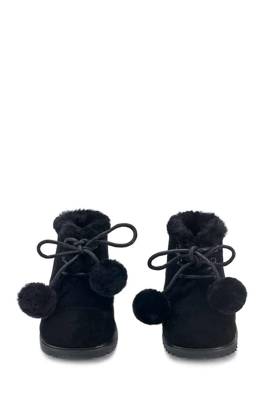 фото Черные ботинки из натуральной овчины zoey pompon age of innocence