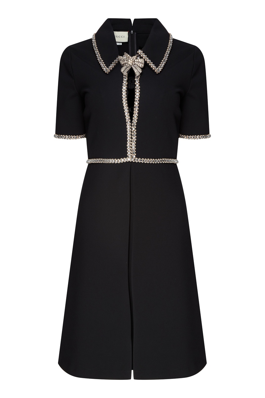 фото Черное платье с блестящей отделкой Gucci