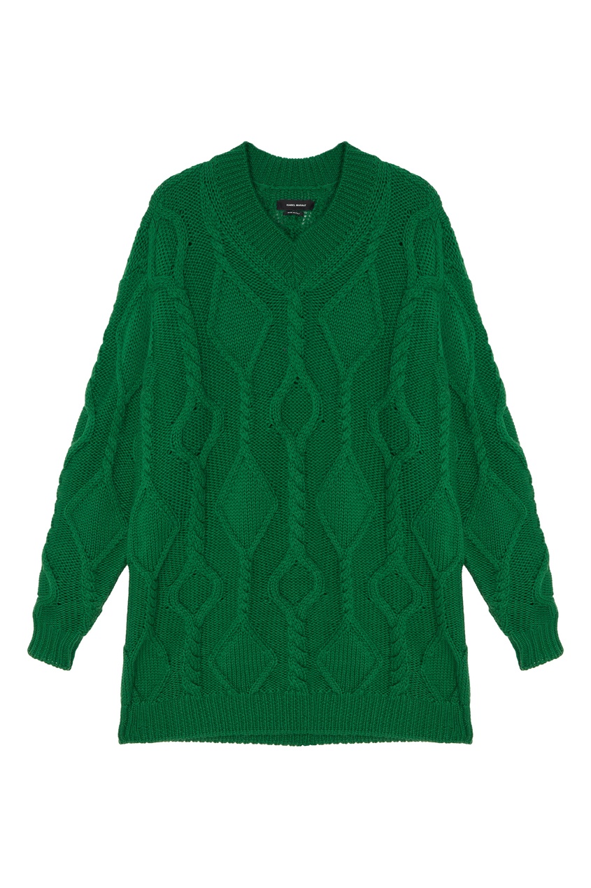 фото Зеленый пуловер объемной вязки bev isabel marant
