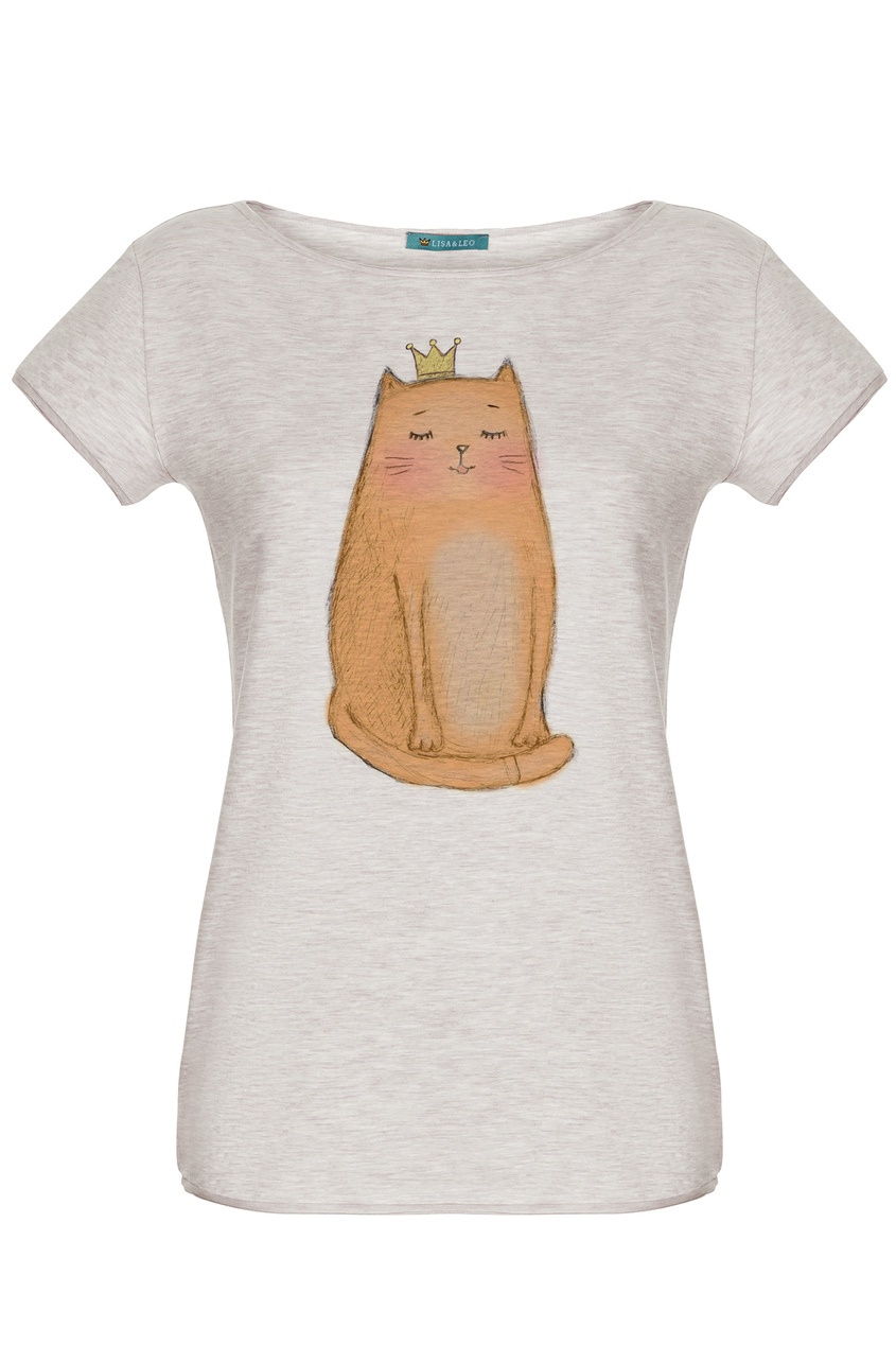 фото Бежевая футболка с котом lisa&leo
