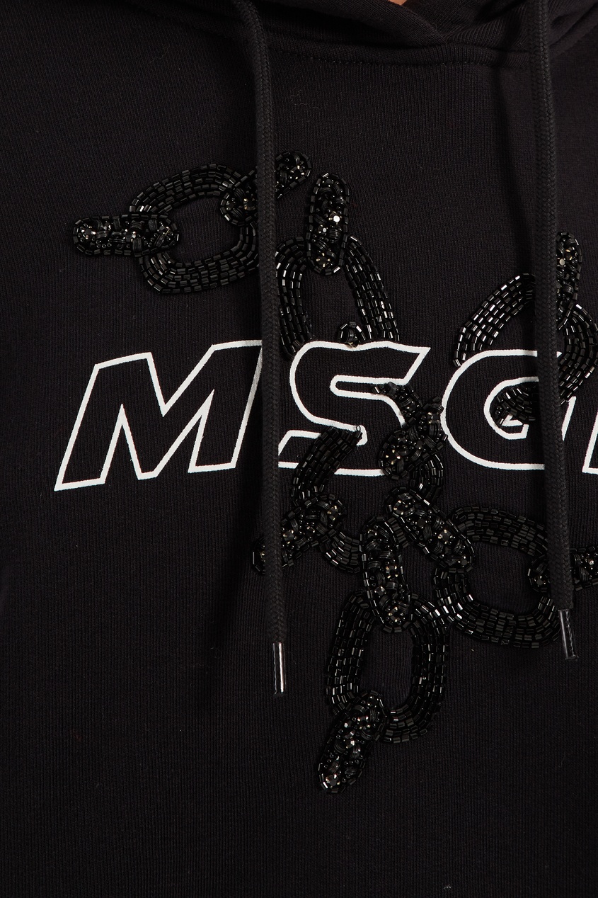 фото Черное худи с логотипом msgm