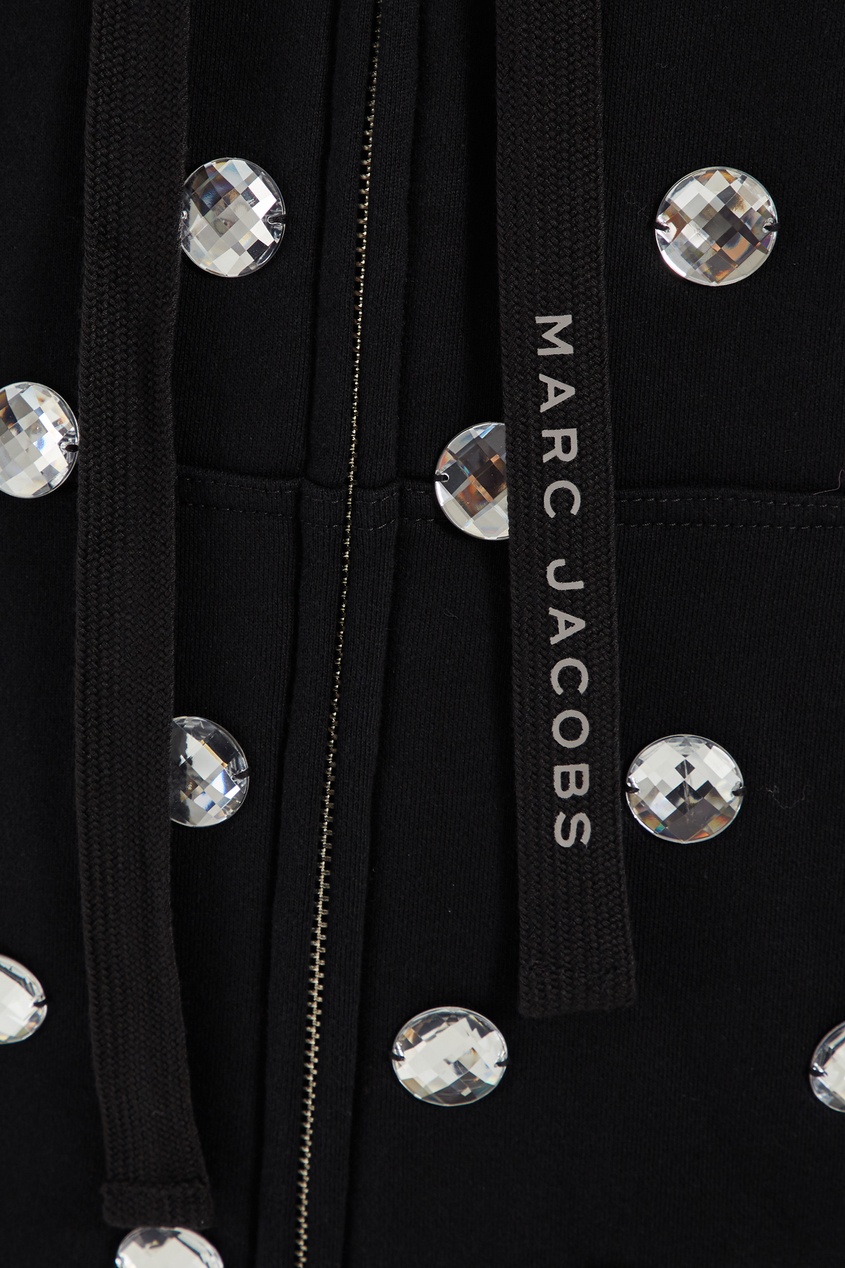 фото Черное худи со стразами the marc jacobs