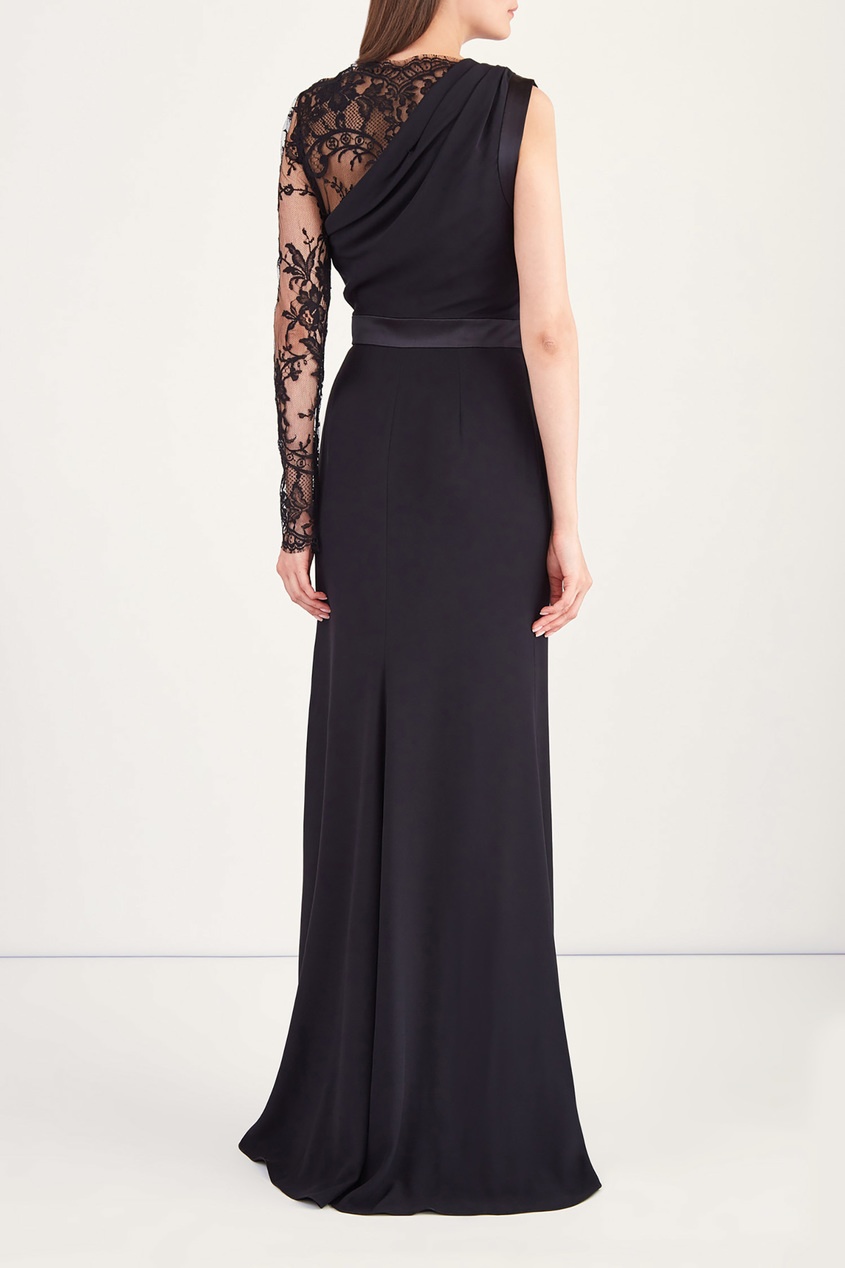 фото Черное платье с кружевным верхом alexander mcqueen