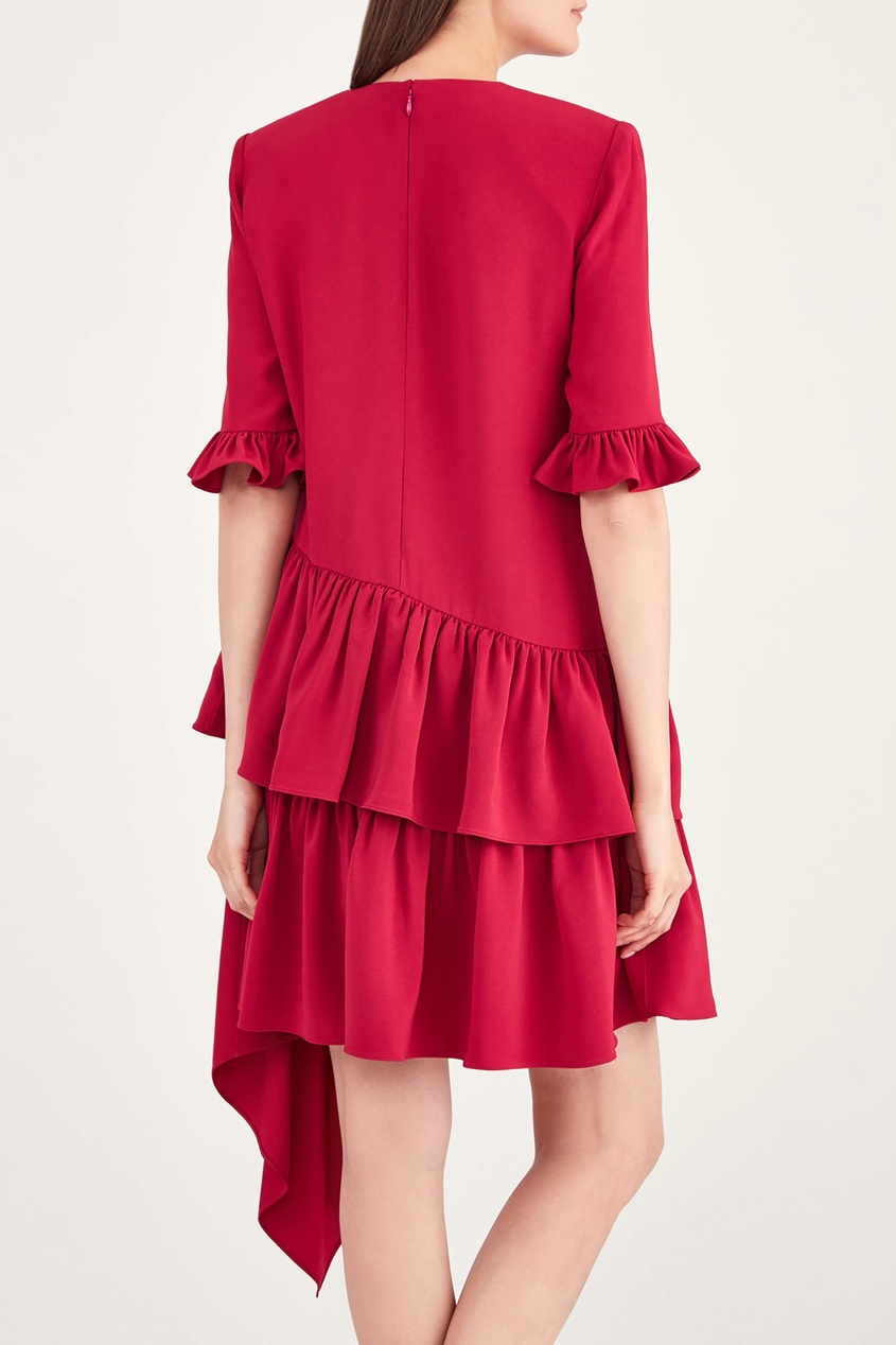 фото Красное платье с воланами alexander mcqueen