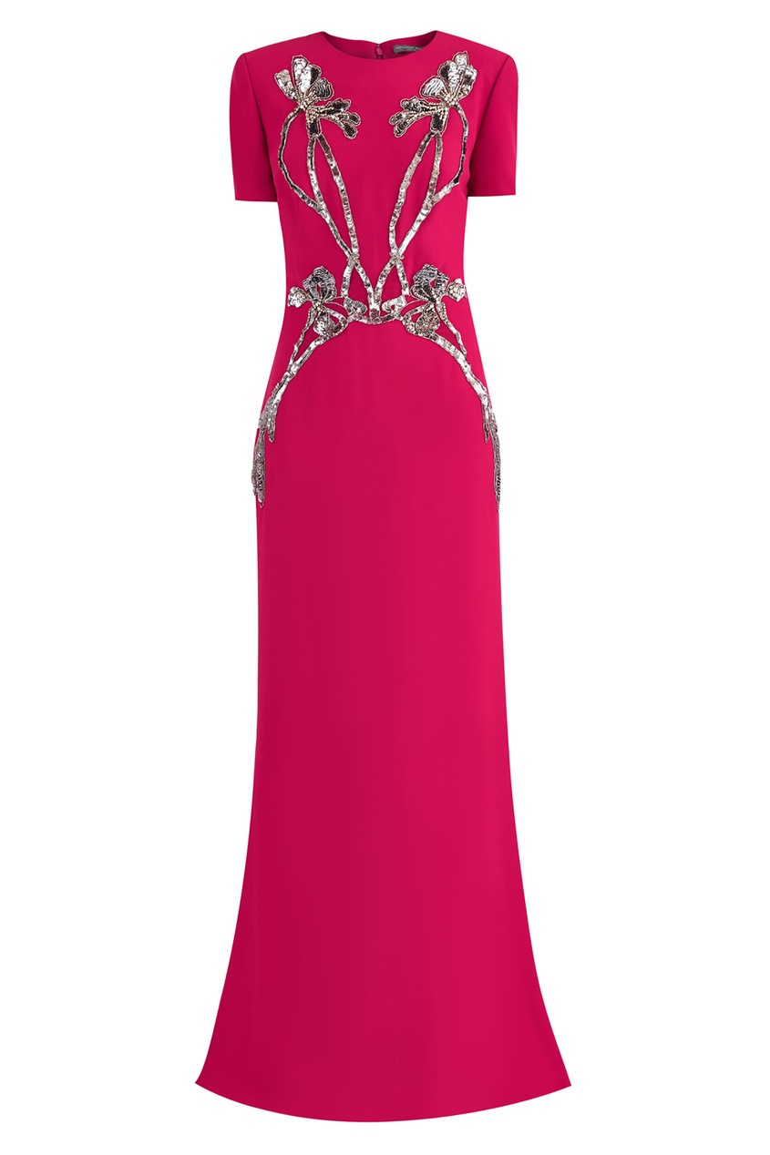 фото Розовое платье с пайетками alexander mcqueen