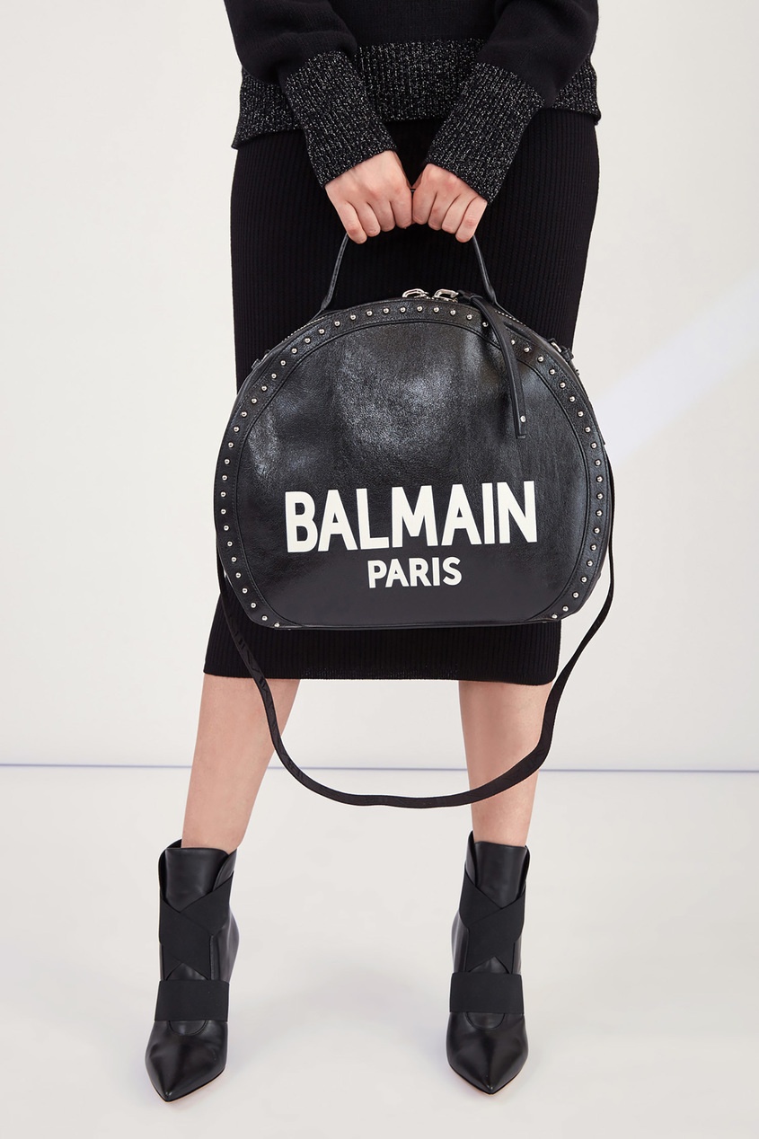 фото Черная сумка с логотипом drum balmain