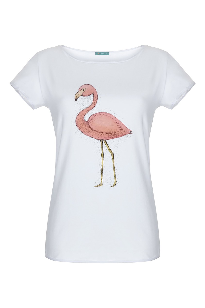 фото Белая футболка с фламинго lisa&leo