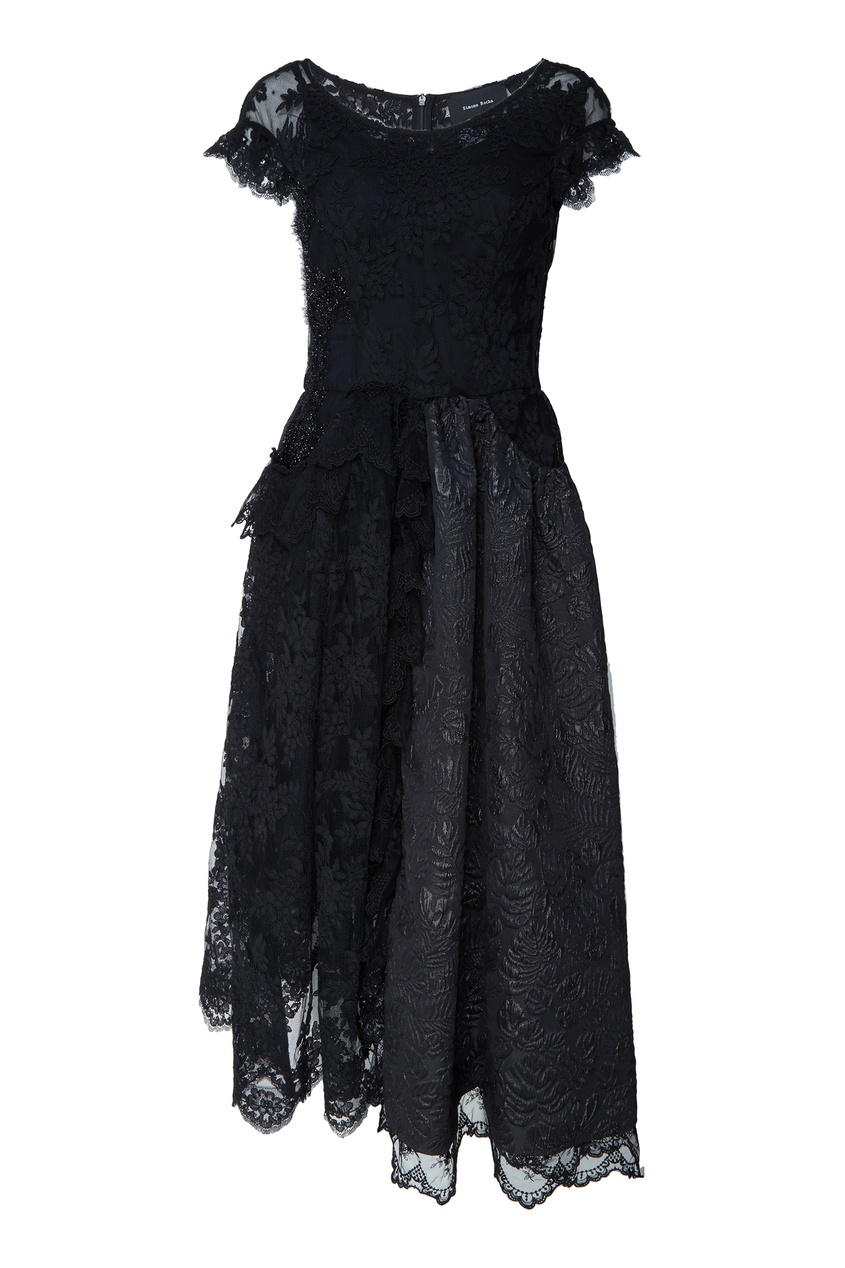 фото Черное кружевное платье миди simone rocha
