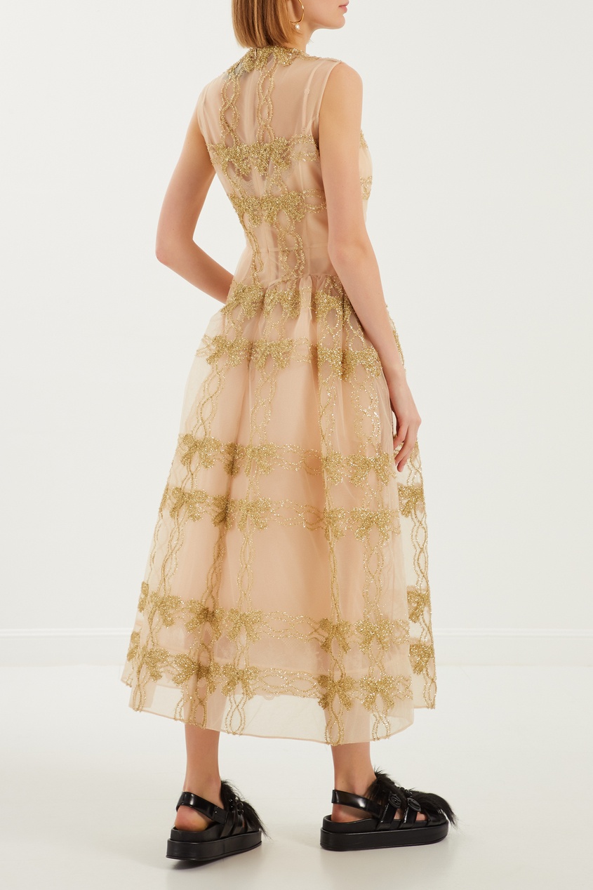 фото Платье миди с золотистой отделкой simone rocha
