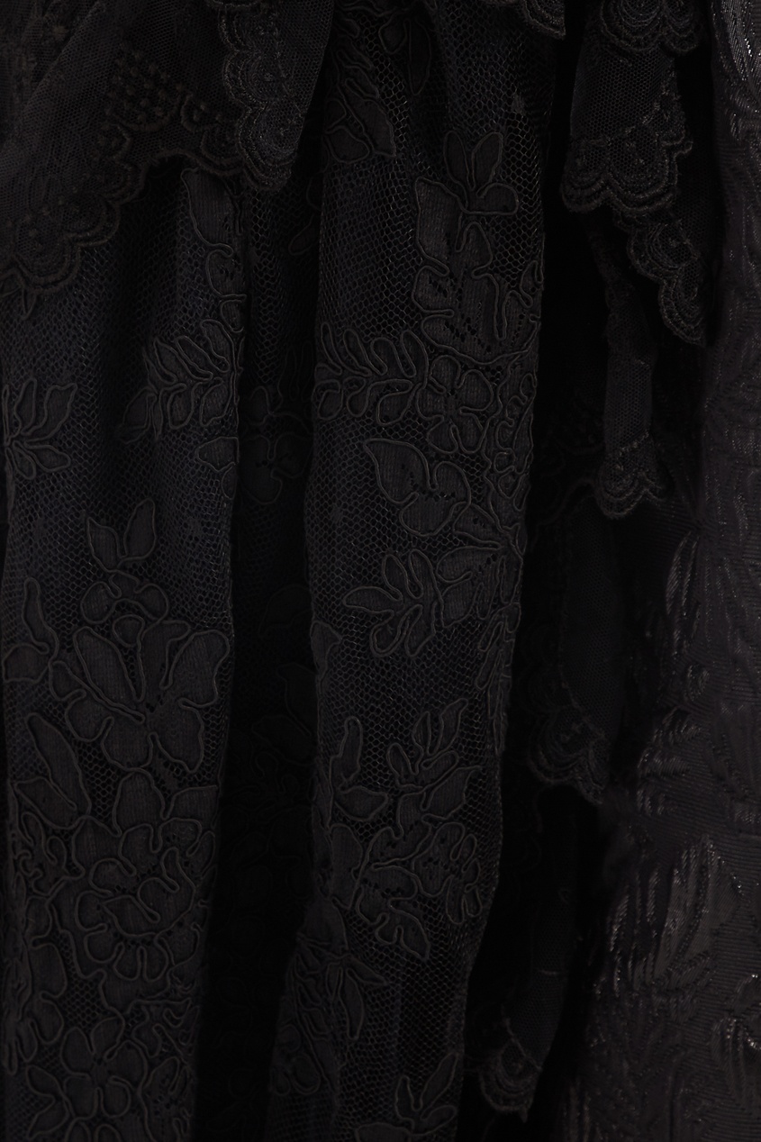 фото Черное кружевное платье миди simone rocha