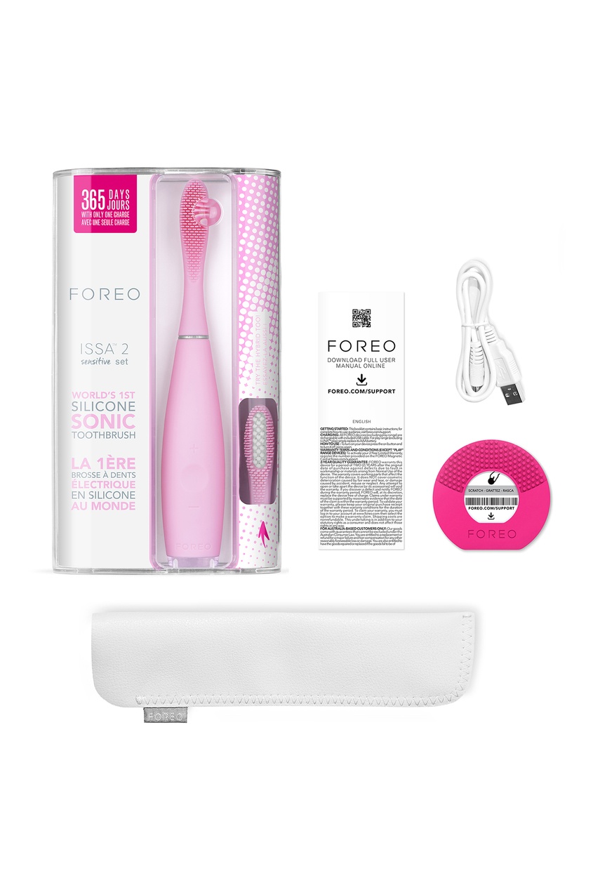 фото Зубная щетка электрическая (набор) issa 2 sensitive set pearl pink foreo