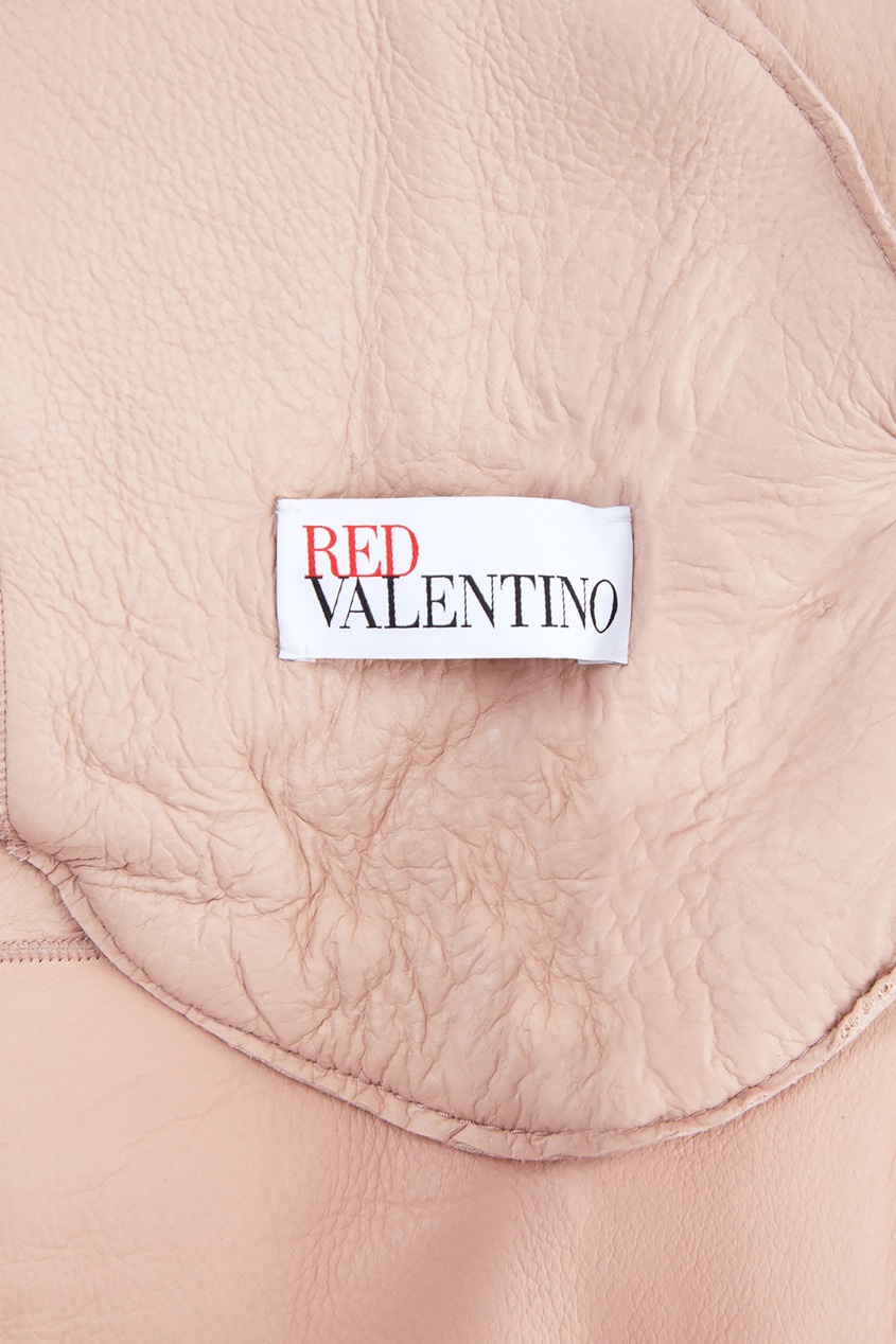фото Меховое пальто на молнии пудрового цвета Red valentino