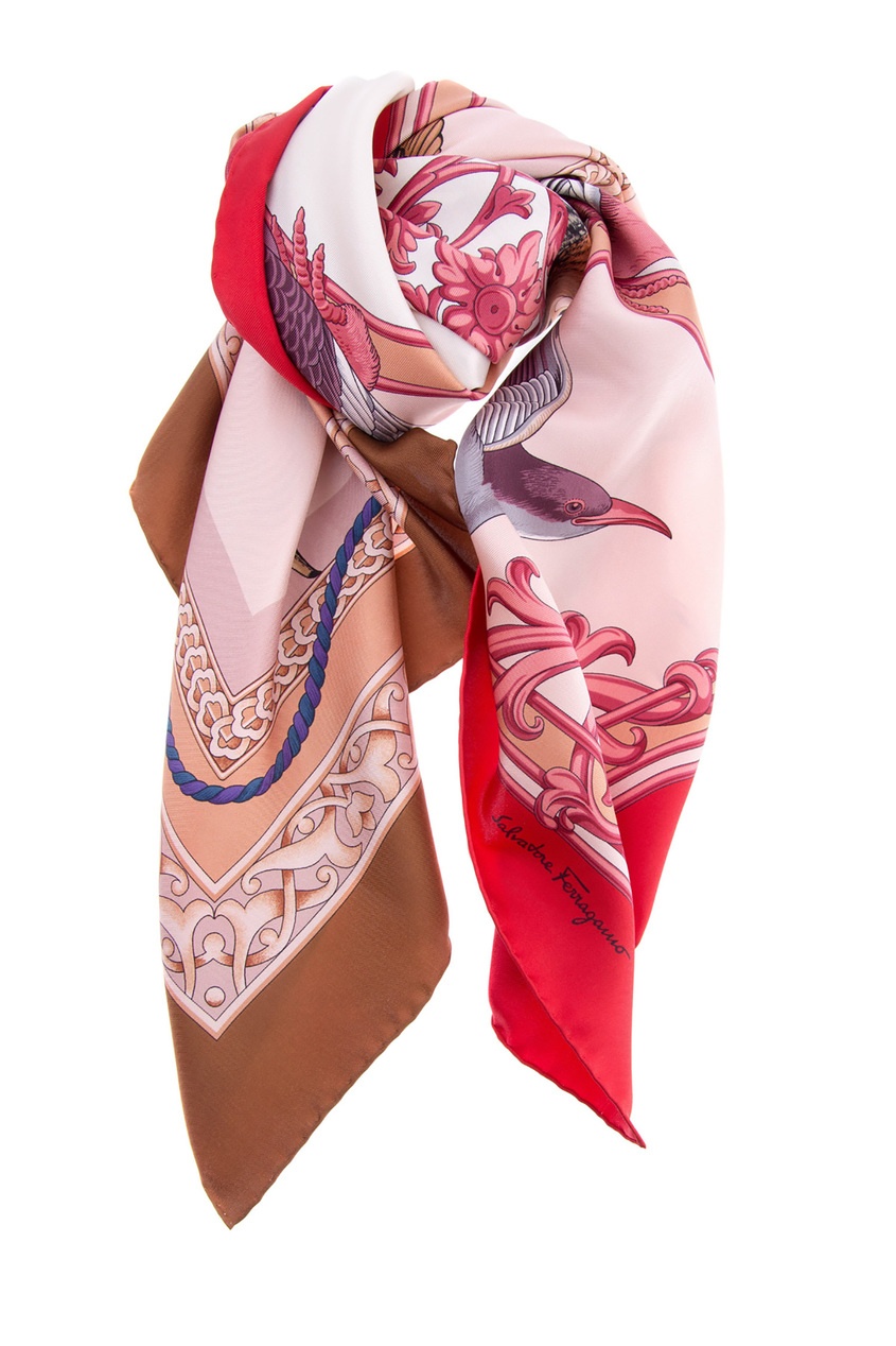 фото Шелковый платок с орнаментом salvatore ferragamo