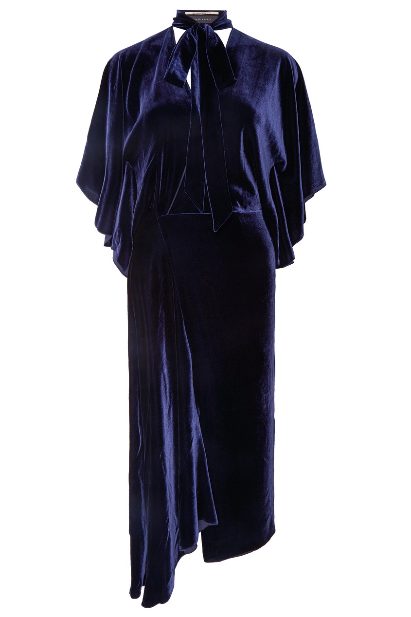 фото Синее бархатное платье meyers roland mouret