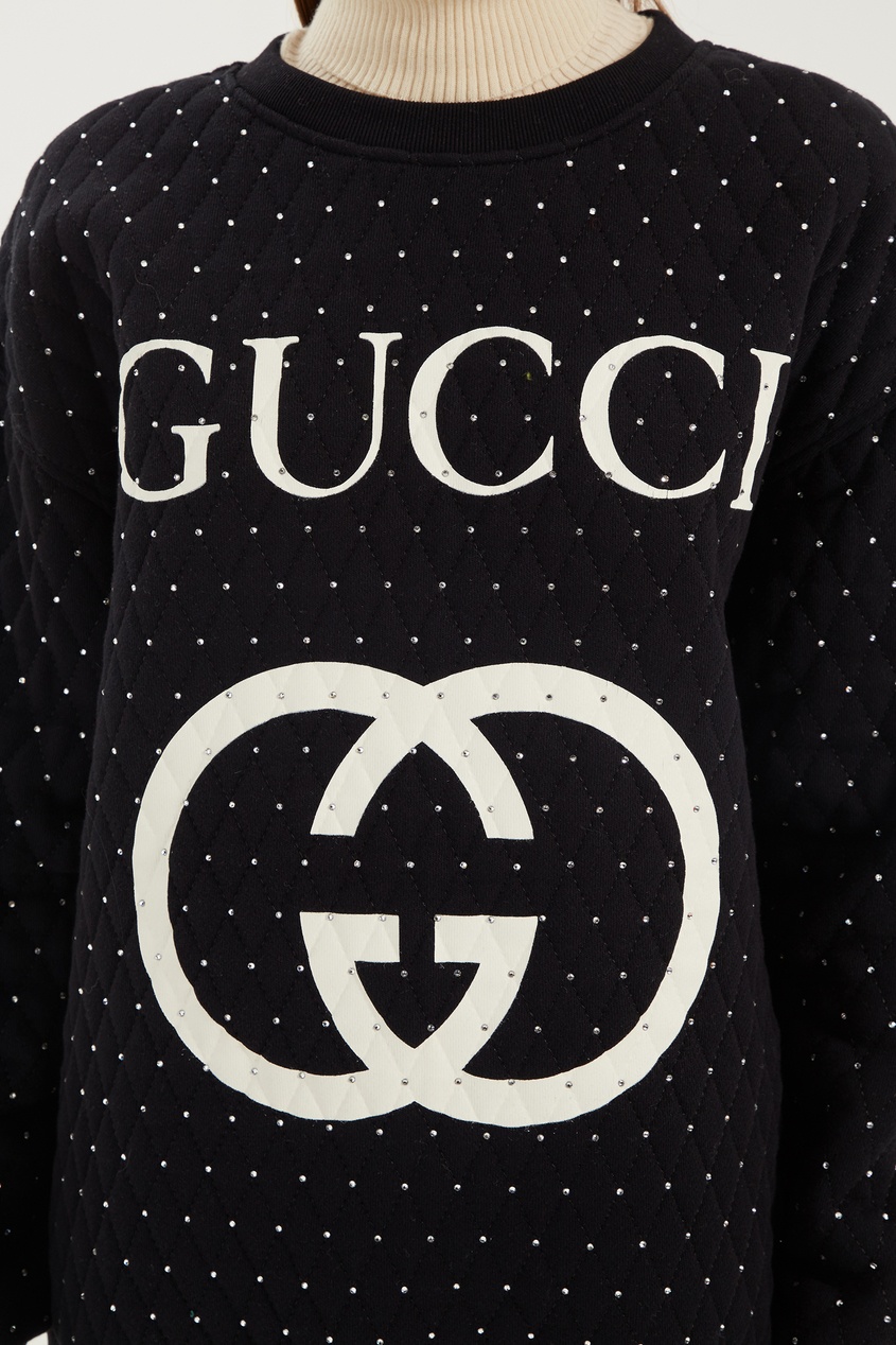 фото Свитшот со стразами и логотипом Gucci