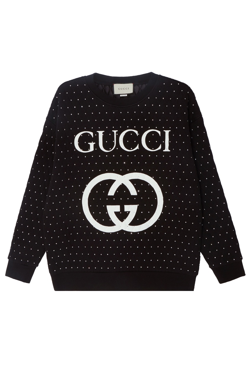 фото Свитшот со стразами и логотипом Gucci