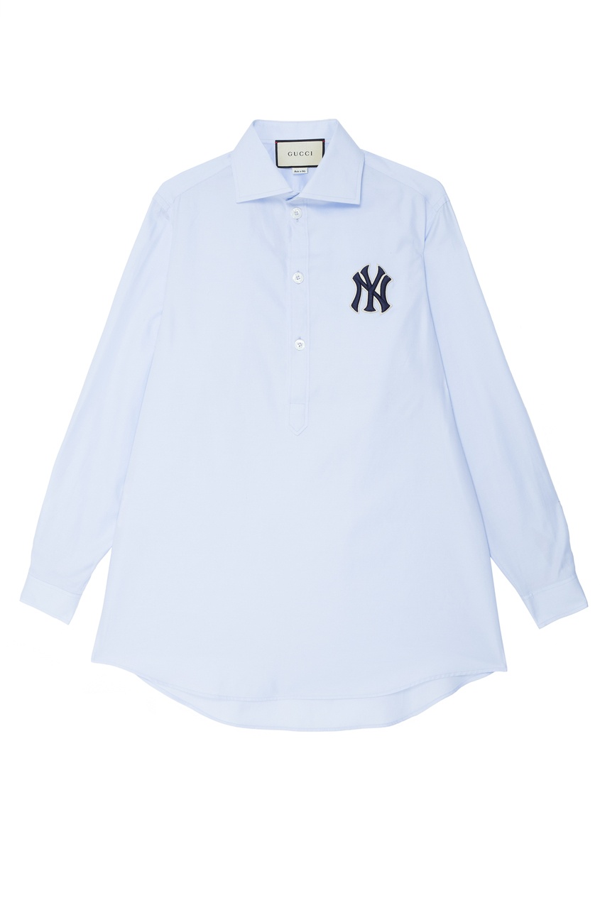 фото Хлопковая рубашка с патчем NY Yankees Gucci