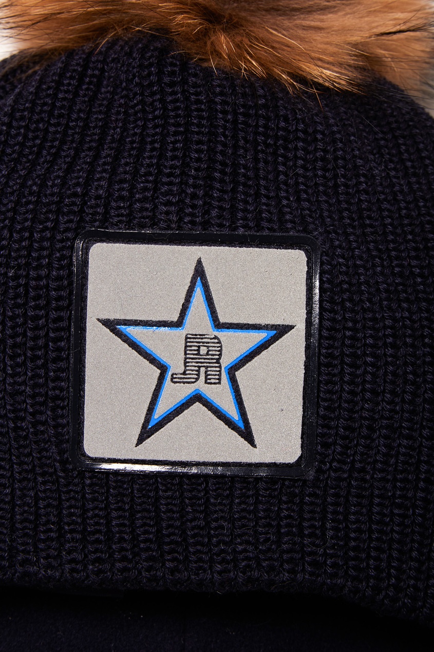 фото Синяя шапка с объемным помпоном junior republic