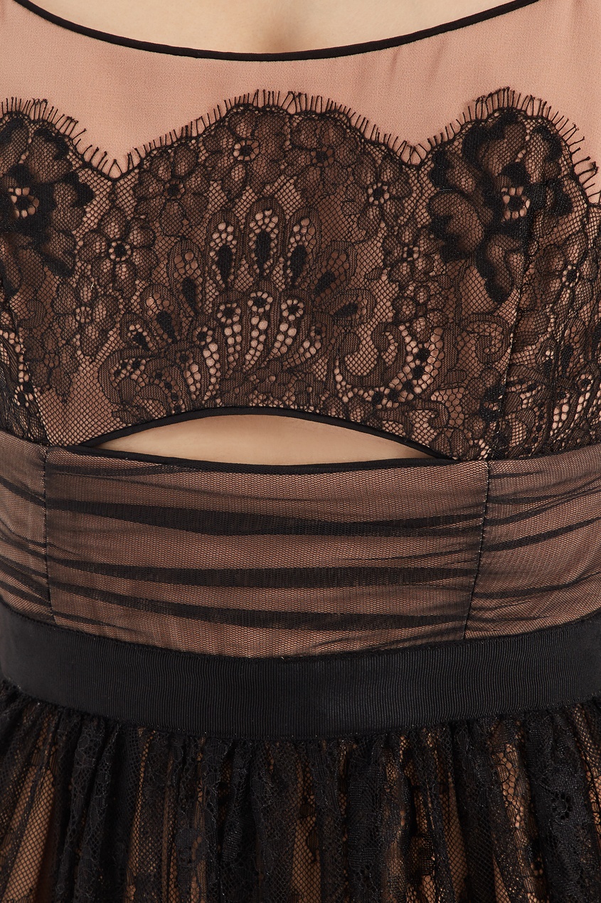 фото Комбинированное платье с кружевной отделкой Self-portrait