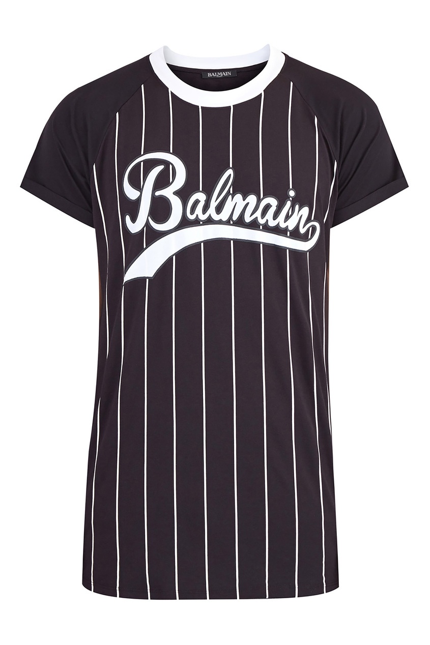 фото Полосатая футболка с логотипом balmain man