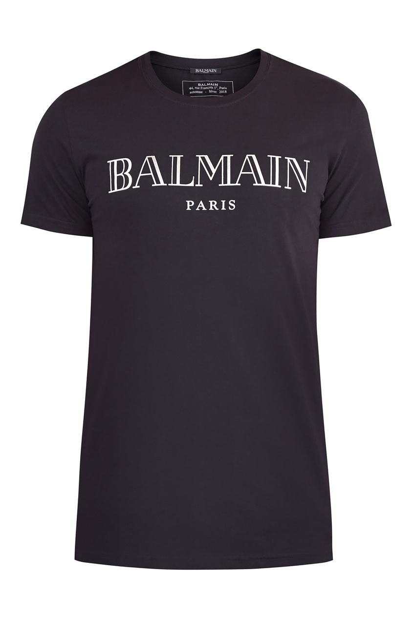 фото Черная футболка с логотипом balmain man